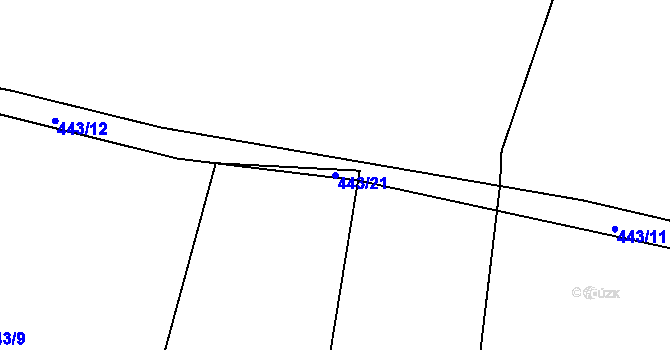 Parcela st. 443/21 v KÚ Kluky, Katastrální mapa