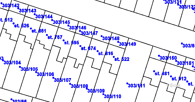 Parcela st. 816 v KÚ Kluky, Katastrální mapa
