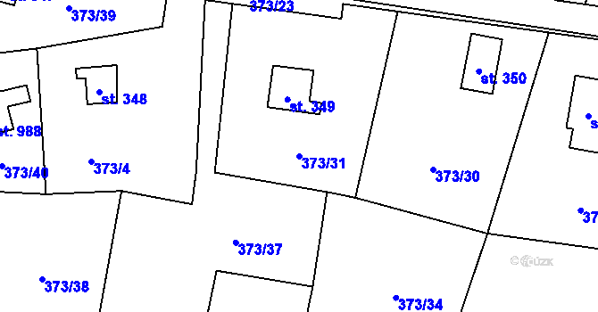 Parcela st. 373/31 v KÚ Kluky, Katastrální mapa