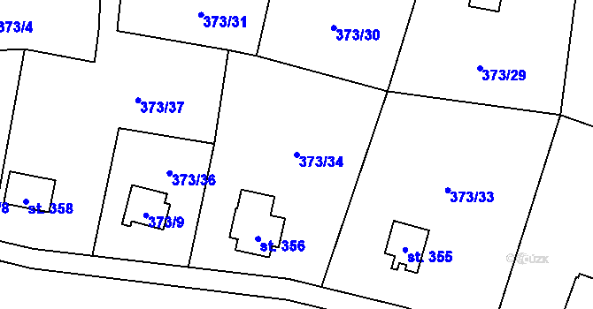Parcela st. 373/34 v KÚ Kluky, Katastrální mapa