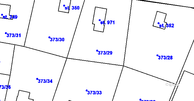 Parcela st. 373/29 v KÚ Kluky, Katastrální mapa