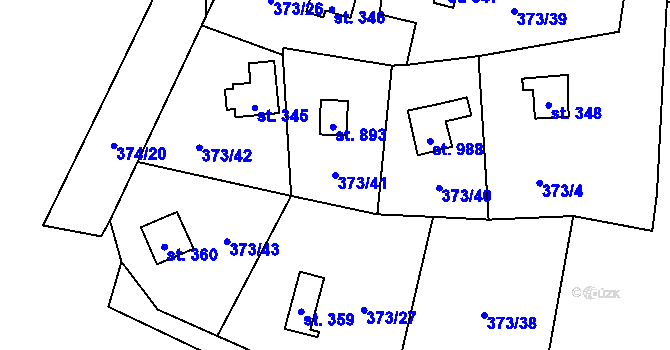 Parcela st. 373/41 v KÚ Kluky, Katastrální mapa