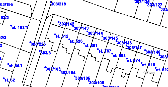 Parcela st. 861 v KÚ Kluky, Katastrální mapa