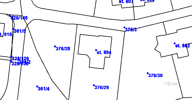Parcela st. 894 v KÚ Kluky, Katastrální mapa