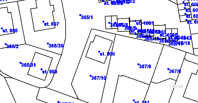 Parcela st. 900 v KÚ Kluky, Katastrální mapa