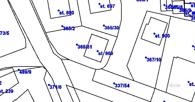 Parcela st. 909 v KÚ Kluky, Katastrální mapa