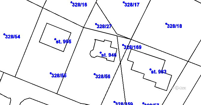 Parcela st. 946 v KÚ Kluky, Katastrální mapa