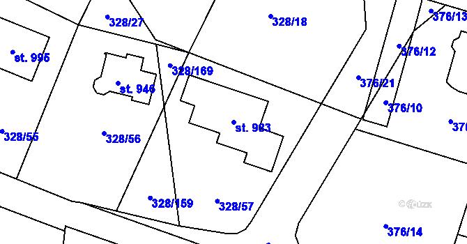 Parcela st. 983 v KÚ Kluky, Katastrální mapa