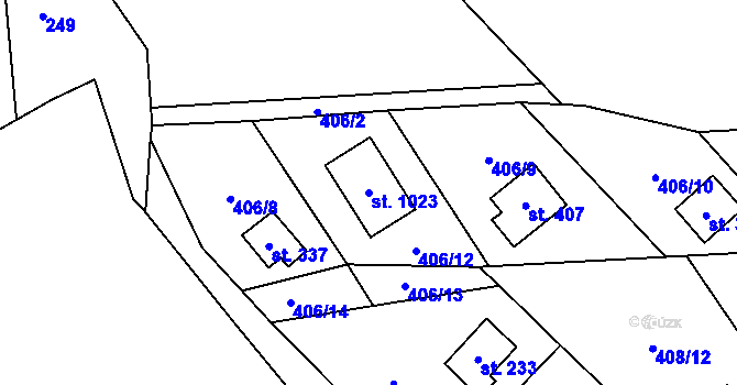 Parcela st. 1023 v KÚ Kluky, Katastrální mapa