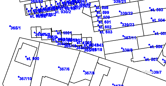 Parcela st. 1042 v KÚ Kluky, Katastrální mapa