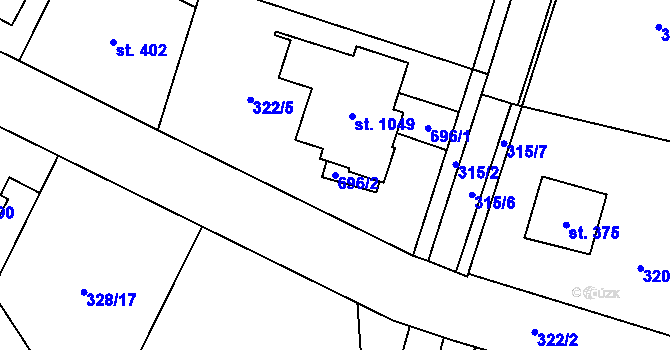 Parcela st. 696/2 v KÚ Kluky, Katastrální mapa