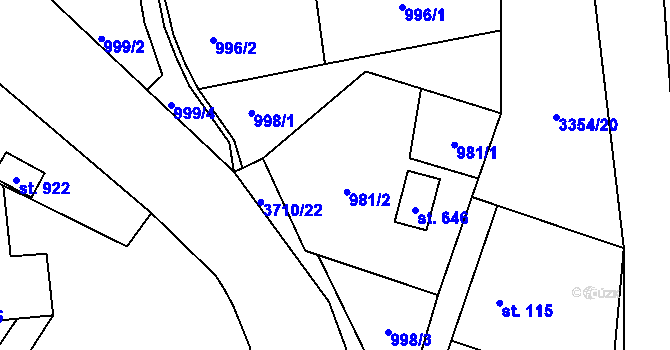 Parcela st. 981 v KÚ Hradec nad Svitavou, Katastrální mapa