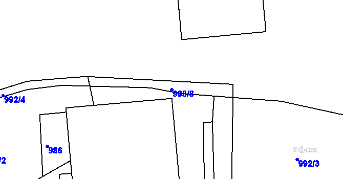 Parcela st. 988/8 v KÚ Hradec nad Svitavou, Katastrální mapa