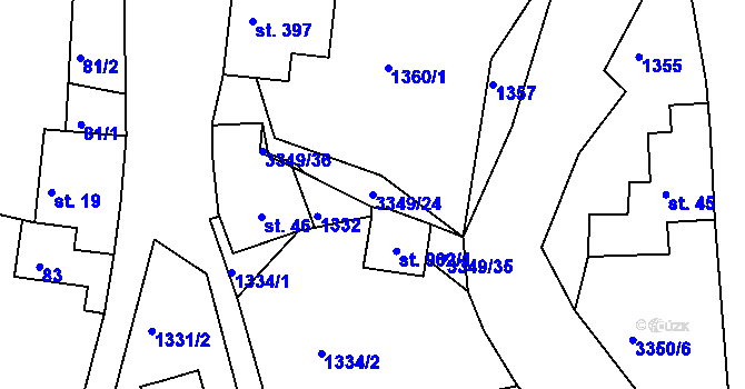 Parcela st. 3349/24 v KÚ Hradec nad Svitavou, Katastrální mapa