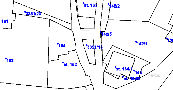 Parcela st. 3351/13 v KÚ Hradec nad Svitavou, Katastrální mapa