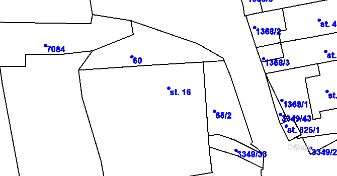 Parcela st. 16 v KÚ Hradec nad Svitavou, Katastrální mapa
