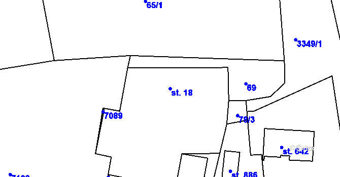 Parcela st. 18 v KÚ Hradec nad Svitavou, Katastrální mapa