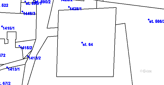 Parcela st. 64 v KÚ Hradec nad Svitavou, Katastrální mapa