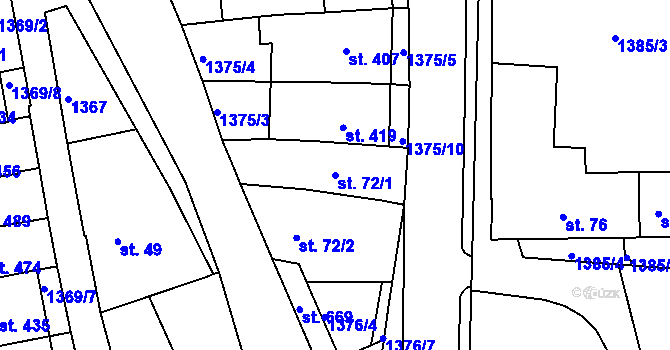 Parcela st. 72/1 v KÚ Hradec nad Svitavou, Katastrální mapa