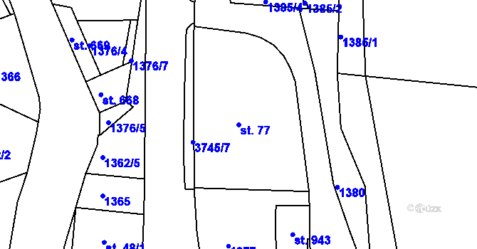 Parcela st. 77 v KÚ Hradec nad Svitavou, Katastrální mapa