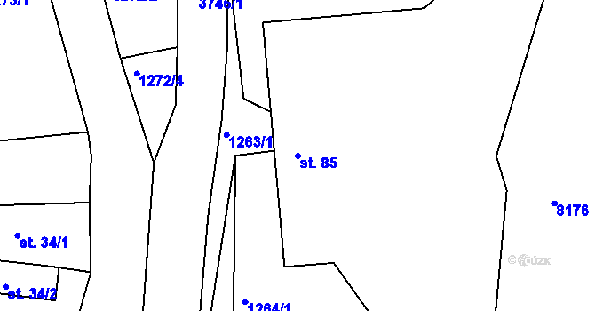 Parcela st. 85 v KÚ Hradec nad Svitavou, Katastrální mapa