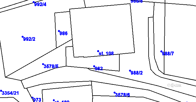 Parcela st. 108 v KÚ Hradec nad Svitavou, Katastrální mapa