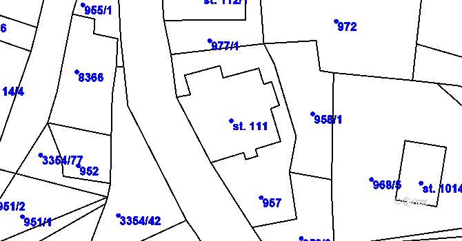 Parcela st. 111 v KÚ Hradec nad Svitavou, Katastrální mapa
