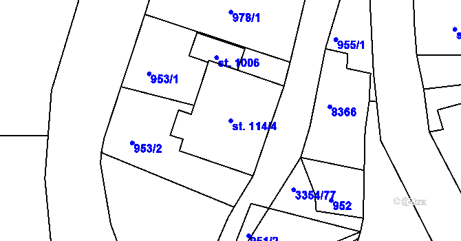 Parcela st. 114/4 v KÚ Hradec nad Svitavou, Katastrální mapa