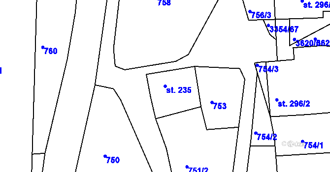 Parcela st. 235 v KÚ Hradec nad Svitavou, Katastrální mapa