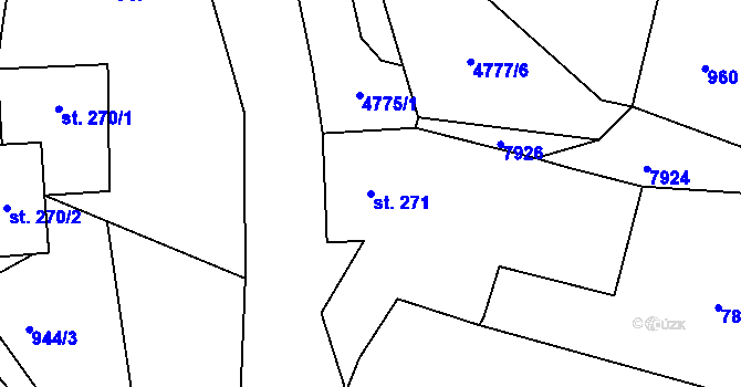 Parcela st. 271 v KÚ Hradec nad Svitavou, Katastrální mapa