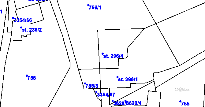 Parcela st. 296/4 v KÚ Hradec nad Svitavou, Katastrální mapa