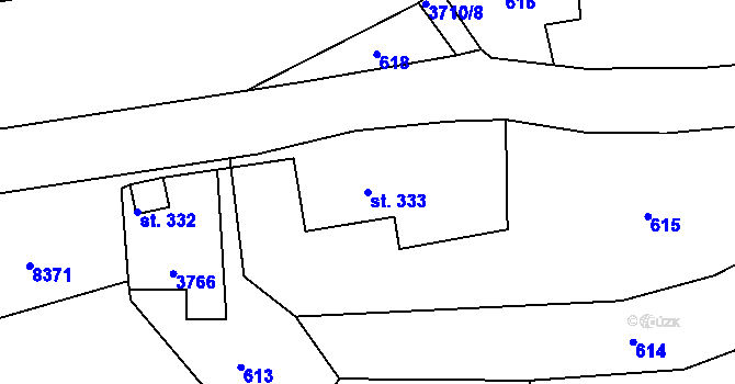 Parcela st. 333 v KÚ Hradec nad Svitavou, Katastrální mapa