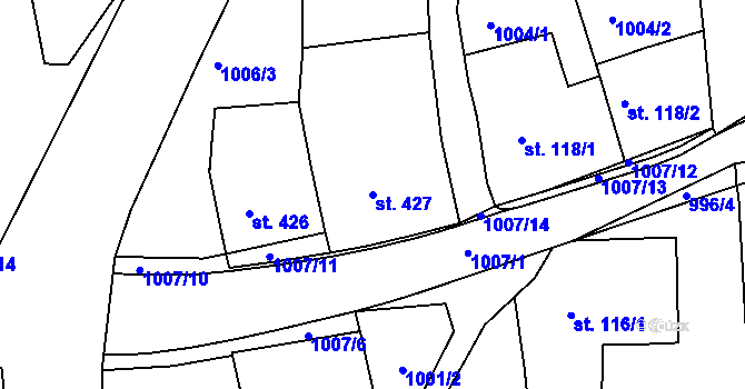 Parcela st. 427 v KÚ Hradec nad Svitavou, Katastrální mapa