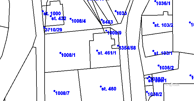 Parcela st. 461/1 v KÚ Hradec nad Svitavou, Katastrální mapa
