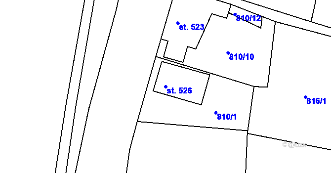 Parcela st. 526 v KÚ Hradec nad Svitavou, Katastrální mapa