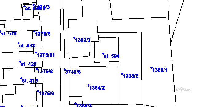 Parcela st. 594 v KÚ Hradec nad Svitavou, Katastrální mapa