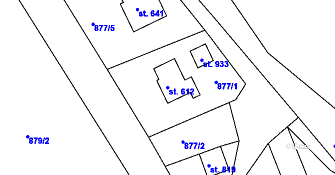 Parcela st. 612 v KÚ Hradec nad Svitavou, Katastrální mapa