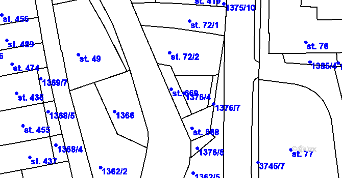 Parcela st. 669 v KÚ Hradec nad Svitavou, Katastrální mapa