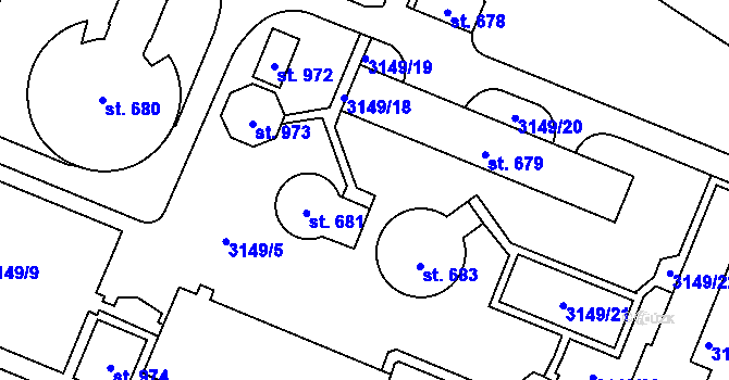 Parcela st. 682 v KÚ Hradec nad Svitavou, Katastrální mapa