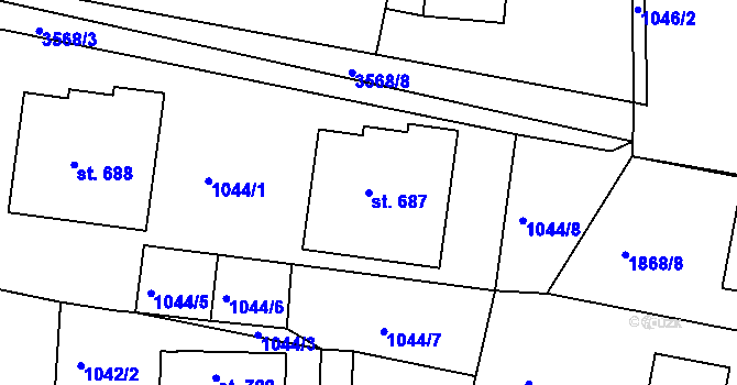 Parcela st. 687 v KÚ Hradec nad Svitavou, Katastrální mapa