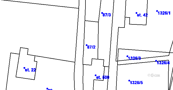 Parcela st. 87/2 v KÚ Hradec nad Svitavou, Katastrální mapa