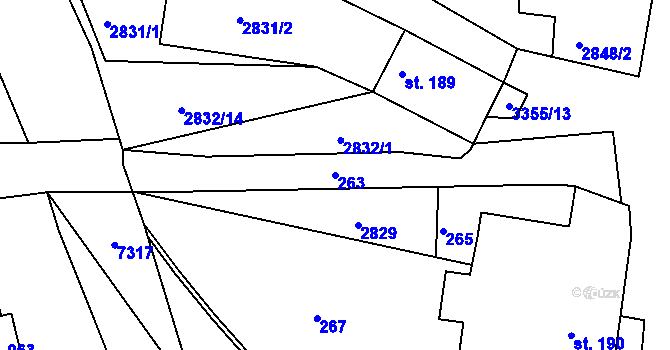 Parcela st. 263 v KÚ Hradec nad Svitavou, Katastrální mapa