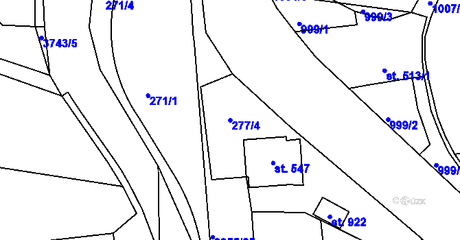 Parcela st. 277/4 v KÚ Hradec nad Svitavou, Katastrální mapa