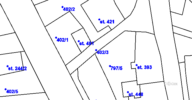 Parcela st. 402/3 v KÚ Hradec nad Svitavou, Katastrální mapa