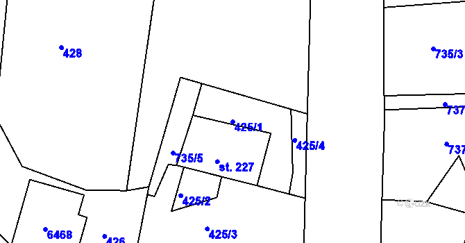 Parcela st. 425/1 v KÚ Hradec nad Svitavou, Katastrální mapa