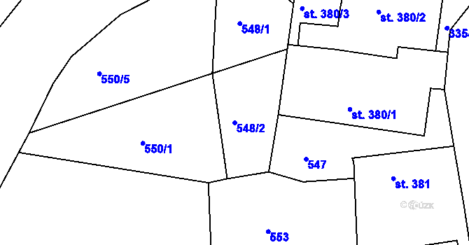 Parcela st. 548/2 v KÚ Hradec nad Svitavou, Katastrální mapa