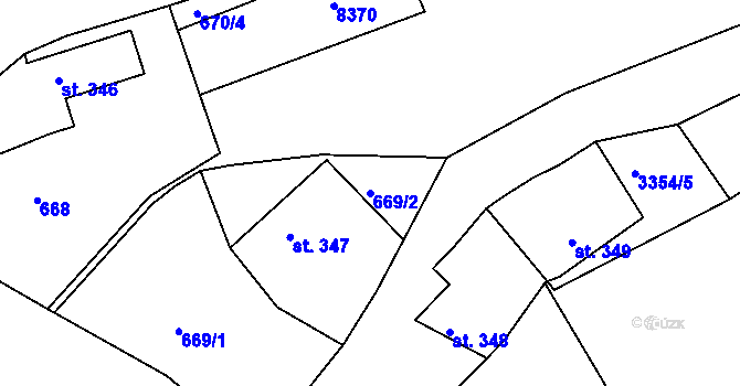 Parcela st. 669/2 v KÚ Hradec nad Svitavou, Katastrální mapa