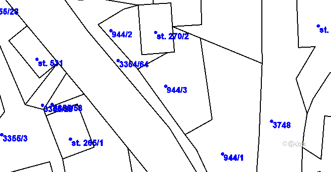 Parcela st. 944/3 v KÚ Hradec nad Svitavou, Katastrální mapa