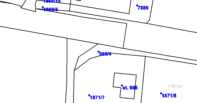 Parcela st. 988/4 v KÚ Hradec nad Svitavou, Katastrální mapa