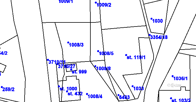 Parcela st. 1008/5 v KÚ Hradec nad Svitavou, Katastrální mapa